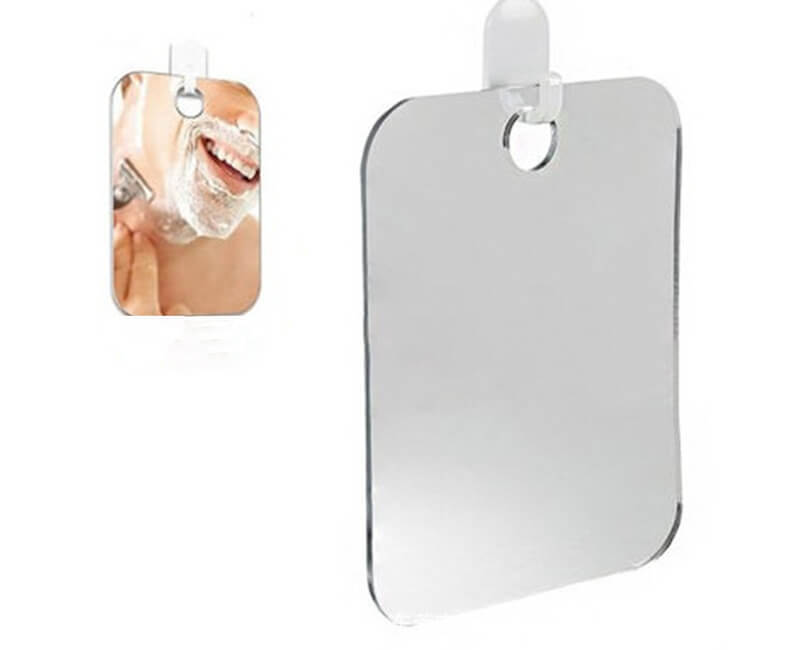 Plastic Rectangle Fogless Mirror Shower Anti Fog Hanging Shaving Mirror With Suction Cup
