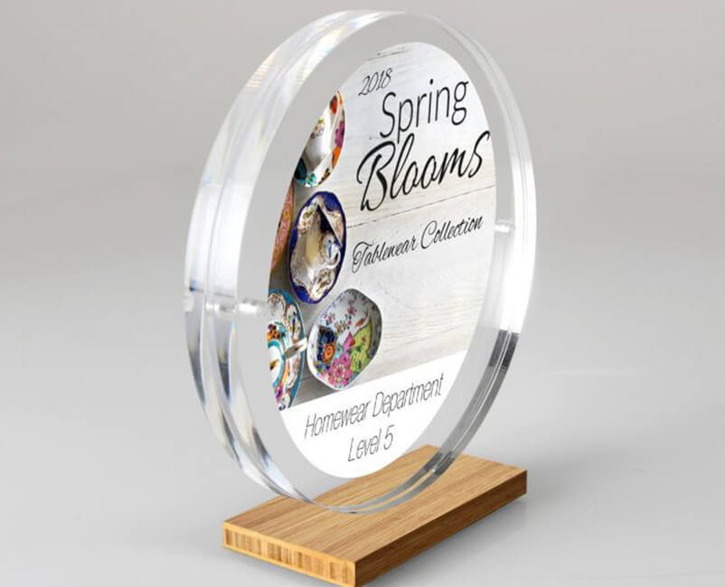 Round Custom Engraved Acrylic Display 